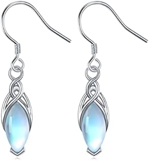 Sterling Silver Celtic Knot Moonstone Dangle Earrings with French Wire Back Finding for Women