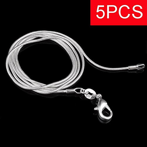 3PCS/5PCS 925 Sterling Silver Snake Chains Necklaces 16" 18" 20" 22" 24" 26" 28" 30" ( multi-color ,5pcs 18 inch) (5pcs 22 inch, multi-color)