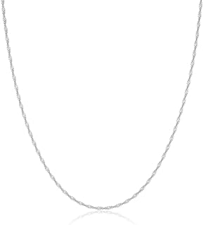 Italian Sterling Silver and 18K Gold Plated Twisted Curb Chain Necklace for Women, Girls | Dainty 0.8mm Singapore Chain Thin Necklace for Pendants or Layering | Solid 925 Anti Tarnish | 14-36 inch