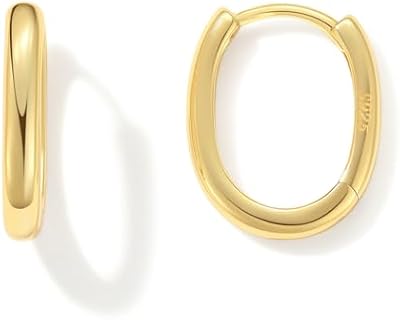 Seraphina U Shape Hoop Earrings, 14K Gold Plated Lightweight Huggie Hoop Earrings Small Hoops for Women Gilrs
