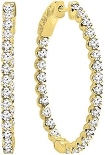 Dazzlingrock Collection 2.00 Carat (ctw) 18K Gold Round White Diamond Ladies Hoop Earrings 2 CT
