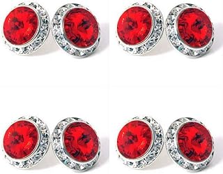 4 Pairs 15mm Rhinestone Round Shaped Acrylic Stone Inside Crystal Ear Studs For Dance Competitions Stage Performance Bridal Party Earrings Jewelry