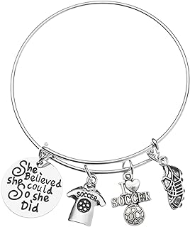 Infinity Collection Soccer Bracelet, Soccer Jewelry, Adjustable Soccer Bracelet- Soccer Charm Bracelet- She Believed She Could- Soccer Gifts for Soccer Players