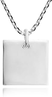 Minimalist Geometric Square Pendant Necklace with Cable Chain and Round Spring Ring Clasp in .925 Sterling Silver for Contemporary Style Lovers