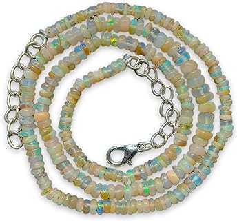 100% Ethiopian Opal Beaded Necklace - Handcrafted Women's Jewelry, Elegance Birthstone, Healing Crystals, Jewelry Gift, Necklace for her, 18 Inch