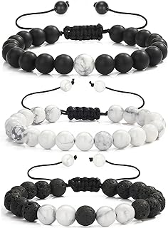 MengPa Mens Beaded Bracelets Bracelet Lava Rock Beads Stone Trendy Jewelry Sets Gifts for Him Boy Boyfriend