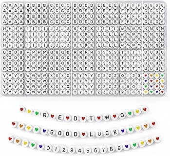 Redtwo 1400 Pcs Letter Beads for Friendship Bracelets Making Kit, A-Z Alphabet Beads, Colorful Heart Beads & Number Beads for DIY Jewelry Making