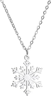 Adjustable Stainless Steel Snowflake Pendant Necklace with Link Chain - Winter Festive Jewelry - Perfect Gift for Women, Girls and Teens