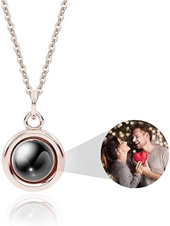 Custom Photo Pendant Necklace Personalized Picture Necklace Projection Necklace with Photo Inside Mothers Day Gifts for Mom Wife Valentines Love Memorial Gifts for Girlfriend Birthday Anniversary