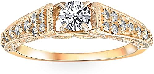 P3 POMPEII3 5/8ct Vintage Diamond Engagement Ring 14K Yellow Gold