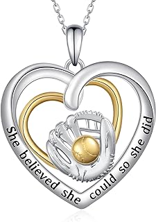 925 Sterling Silver Softball Necklace - No Gemstone, Perfect Gift for Women and Girls - Unique Baseball Pendant Design