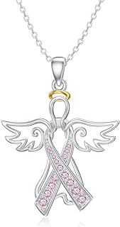 Cubic Zirconia Adorned 925 Sterling Silver Cable Chain Necklace with Narcotics Alcoholics Anonymous Symbol Pendant - Sobriety Gifts for Women