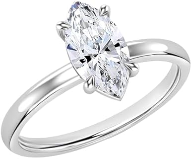 Dazzlingrock Collection 3.00 Carat (cttw) Marquise Cut Lab Grown White Diamond or Cubic Zirconia Solitaire Engagement Ring for Women in 925 Sterling Silver