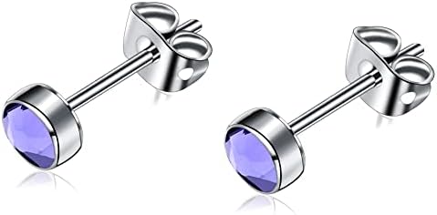 G23 Titanium Stud Earrings with Push Back Design and Crystal Gem, Hypoallergenic Jewelry for Sensitive Ears, Multiple Stone Sizes Available