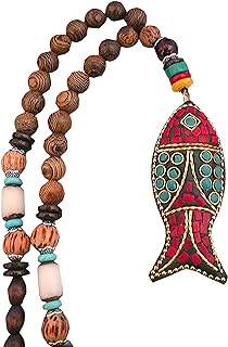 Bohemian Beaded Necklace for Women Long Boho Pendant Wood Mala Beads Wooden Strand Tassel Stone Bohemian Necklaces for Women Jewelry