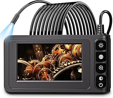 SKYBASIC Industrial Endoscope Camera with 4.3'' LCD HD Screen and 8 LED Lights, 5M Semi-Rigid Cable, Waterproof, for Pipe Inspection, Car Maintenance, and Home Repairs