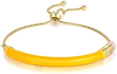 CLASSYZINT Adjustable Women's Bracelet, 14K Gold Plated Pencil Bangle with Box Chain and Lobster Claw Clasp, No Gemstone, Zinc Material