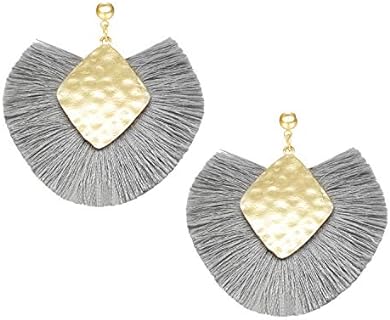 Gold-Capped Tassel Fringe Drop Earrings with French Hooks for Women and Girls - Lightweight and Hypoallergenic Swingy Design