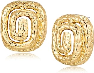 YUJIE Chunky Goldstone Stud Earrings with Push Back, Sophisticated Fashion Jewelry for Women, Butterfly Heart Leaves Wings Shape