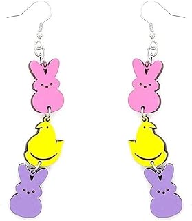Women's Easter-Themed Wooden Stud Earrings with Push Back Finding, Adorable Bunny Chick Design