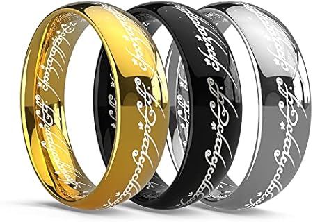 King Ring Lord of The Rings rings pack 6mm – Lotr Ring – The One Ring to Rule Them All For Men & Women – Hobbit Stainless Steel Ring of Power