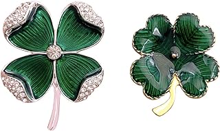 St. Patrick's Day Good Luck Charm Green Four Leaf Shamrock Clover Pin Brooch for Women Girls