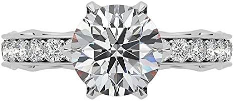 Lalit Gems 3 CT Round Moissanite Engagement Rings 10K 14K 18K Solid Gold Moissanite Diamond Ring 925 Sterling Silver Solitaire Engagement Wedding Ring