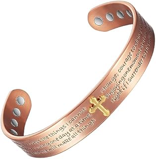 Wollet Magentic Copper Bracelet for Women Men Vintage Cross Copper Bracelet Cuff 99.99% Pure Copper with Magnets Adjustable Magnetic Bangles with Cross Bracelet Style Thanksgiving Day Christmas Gift
