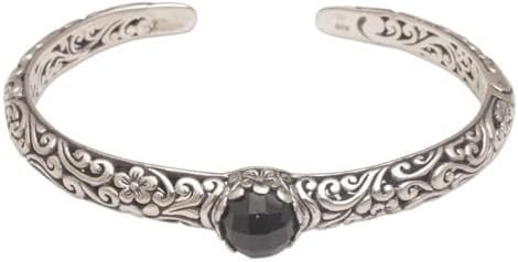 NOVICA Onyx .925 Sterling Silver Cuff Bracelet, Forest Nymph'