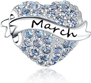 CLYQCL Birthstone Charms 925 Sterling Silver Love Heart Beads Fit Pandora Charms Bracelet, Fit Mother's Day Christmas Birthday Gift