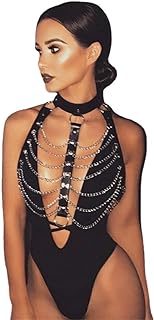Punk Leather Chest Body Chain Sexy Harness Waist Chains Nightclub Party Rave Belt Belly Bra Jewelry Accessories for Women
