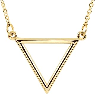 Women's Sophisticated 14K Rose Gold Triangle Pendant Necklace with Durable Cable Chain, Lightweight and Versatile Jewelry Gift