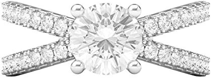 THELANDA Sterling Silver X Shape Crossover 1.0 CT Simulated Diamond or Genuine Moissanite Engagement Ring Promise Bridal Ring