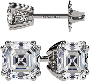 14K Solid Gold Post & S. Silver Assorted Diamond Stud Earrings Simulated, Ranging from .60ct to 4.00ct CZ