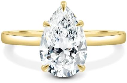 Ainsley Moissanite 1.5CT Pear Cut Ring with Hidden Halo, Silver or 14k Gold Engagement Ring for Women, Anniversary/Promise Design