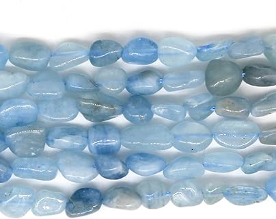 MJDCB Irregular Aquamarine Stone Beads for Jewelry Making, Lightweight Necklace Components in Distinctive Design
