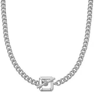 Square Toggle Clasp Choker Necklace in Chunky Gold - Stainless Steel Link Chain Design for Women and Girls - Hypoallergenic, Durable, Fashionable