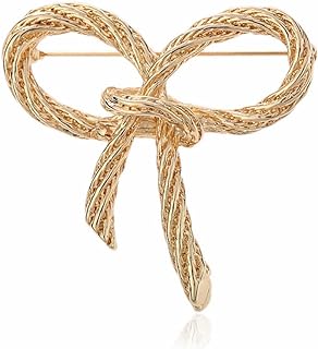 Gold Bow Brooch for Women,Ribbon Bow Safety Brooch Bow Tie Lapel Pins Shawl Clips for Teeen Girls Simple Dress Coat Scarf Sweater Collar Brooch