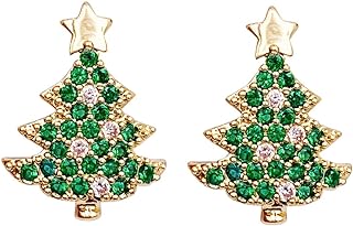 SELOVO Cute Girls Green Christmas Tree Shape Earrings Stud Green CZ Zircon Pierced Earrings/Stud Earrings