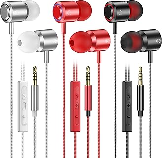 AESIGN In-Ear Kopfhörer mit Kabel für Samsung- und Tablet-Nutzer, weiß, rot und schwarz, mit Geräuschabschirmung und HD-Mikrofon, langlebig und ideal für Arbeit oder Sport