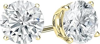 2 Carat Round Lab-Grown White Diamond Stud Earrings with Screw Back for Unisex in Solid White Gold - Elegant Design