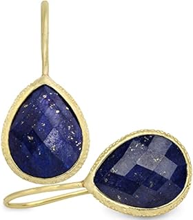 Lapis Lazuli Faceted Drop Earrings Gold Plated 925 Sterling Silver Handmade Statement Earrings Jewelry