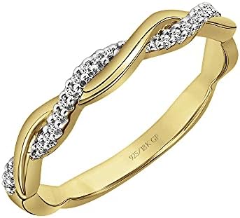 Brilliant Expressions Size 5 Sterling Silver Twist Engagement Ring Adorned with White Diamond Accents