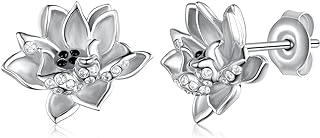 Lotus Earrings 925 Sterling Silver Yoga Lotus Jewelry Lever back Earrings Stud Earrings Gifts for Women Mom