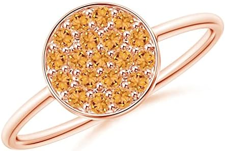 Angara Rose Gold Citrine Stackable Ring for Women and Girls - Perfect November Birthstone Gift