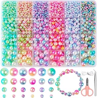LEAZZLE Perles pour Bracelet de Rocaille, Kit de 4/6/8/10mm Taille Unique et 1890 Pcs, pour Enfant et Adulte, avec Couleurs Dégradées de Haute Qualité, Idéal pour DIY Bijoux