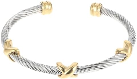 Cable Bracelets for Women Stainless Steel Twisted Cable Wire Cuff Bangle Bracelet Adjustable Bangle Jewelry Gifts for Men