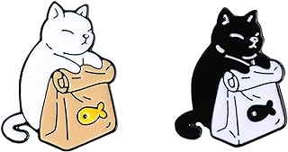 Pin Clasp Enamel Cat and Dried Fish Brooches - Alloy Material - Perfect Accessories for Hats, Bags, Backpacks - Adorable Cat-Inspired Design for Cat Lovers