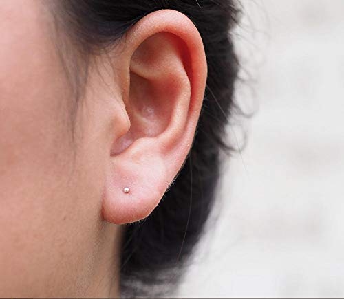 6-12 Pairs 925 Sterling Silver Stud Earrings for Women Girls 14K White Gold Plated 2mm Tiny Ball Stud Earrings Set Hypoallergenic Cartilage Tragus Multiple Piercings Earrings Jewelry for Sensitive Ears