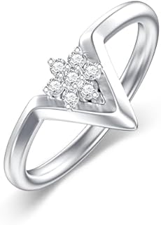 Sterling Silver Wishbone V-Shape Ring with Lab Grown Diamonds for Women, Size 4 - Fashionably Elegant, Eco-Consciously Crafted Engagement Gift